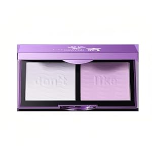 Makeup Touch Up Powder, Purple + White Glossy Oil-Control Setting Powder, Skin-Friendly Natural Bare Makeup Pressed Powder Long-Lasting Soft Focus Face Powder Lightweight Blurs Pores 7g