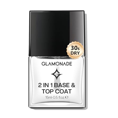 Glamonade Base Top Coat Nail Polish: 2 in 1 Clear Quick Dry Nail Polish Color Protection Long...