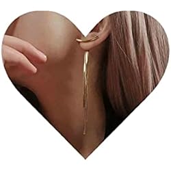 Pendientes Largos Mujer Dorados Yheakne Pendientes con cadena estilo punk, dorados, colgantes, barra arqueada en la oreja, pendientes irregulares, para mujeres y niñas