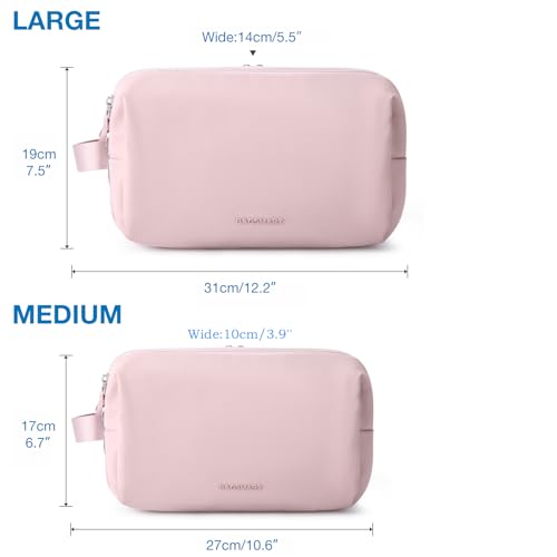 BAGSMART Toiletry Bag for Men, Travel Toiletry Organizer Dopp Kit Water-resistant Shaving Bag for Toiletries Accessories, Door Room Essentials, Pink, Large, Basic/Leisure
