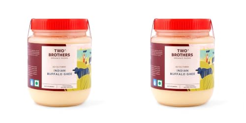 Image of Two Brothers Organic Farms Buffalo Ghee (1000ml) | Aromatic Flavor | Traditional Hand-Churned Bufflao Ghee | Farm-fresh Quality, Natural & Pure | Ayurvedic Goodness (Pack of 2)