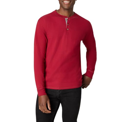 Hanes Mens T-shirts, Beefyt Cotton Long Sleeve Henley-shirts, Burnt Brick, Large US