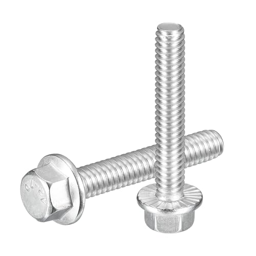 Image of uxcell 15Pcs 1 /4-20 x 1-3 /4 inch Flanged Hex Head Bolts, 304 Stainless Steel Flange Hexagon Screws, Flange Hex Drive Screws 5.8 Grade for Machinery Industry Home Appliances, Silver