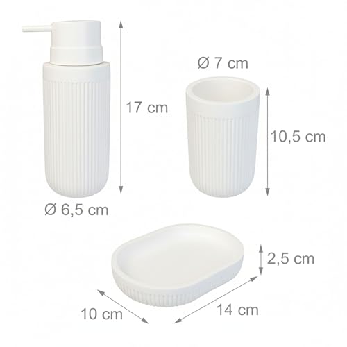 Juego de baño Relaxdays de poliresina con acabado elegante blanco 5