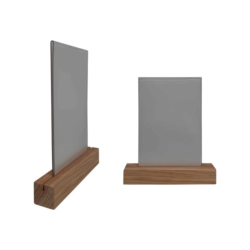 Lot De 2 Porte-Menus De Table En Bois Brut Avec Plexiglass A5 - Fabrication Française