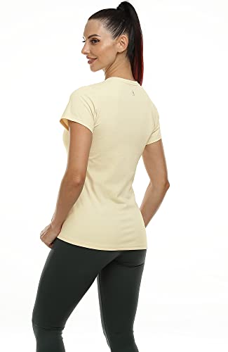 Image of icyzone Workout Shirts Yoga Tops Activewear V-Neck T-Shirts for Women Running Fitness Sports Short Sleeve Tees