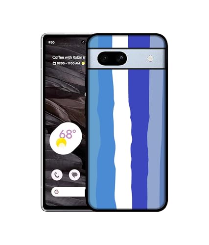 Image of Blue Stripes Rainbow Design Premium 2D Printed Metal Back Case Cover for Google Pixel 7A 5G