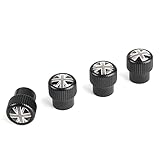 Metal Black Wheel Valve Stem Cap Cover Screw British Flag for Mini Cooper R50 R52 R53 R55 R56 R60 F54 F55 F56 F60 (Union Jack Gray)