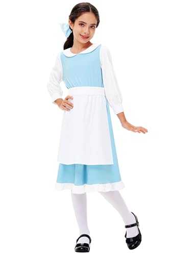 Deerose Adult Kids Blue Dress Halloween Princess Long Sleeve Dresses Maid Beauty Clothes3