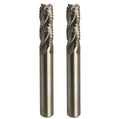 Image of 2Pcs 1 /4 4Flutes HSS Roughing Rougher Cutter Square End Mill 4Flutes Chip Breaker Smooth Cutting Milling Slotting Plunging Profiling CNC Tool for Aluminum Copper Brass Bronze Plastics