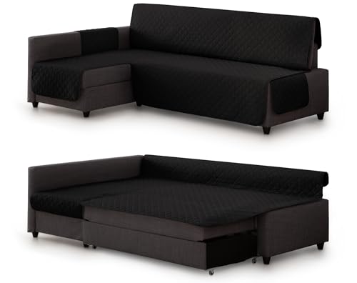 Milica Funda Acolchada Compatible con Sofa Cama Esquinero Friheten de IKEA | Protector Lavable y Elegante | Válido para Chaise Longue Izquierda o Derecha | Fabricado en España | Color: Negro