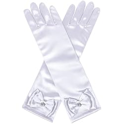 BIBUTY Princess Dress Up Accessories - White Toddler Gloves for Girls, Princess Dress Up Set, Costume Gloves Set Toy Gift for 3-6 Year Olds