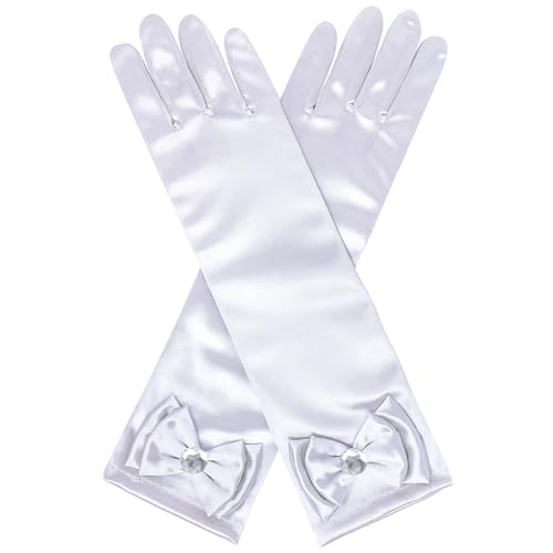 BIBUTY Princess Dress Up Accessories - White Toddler Gloves for Girls Princess Dress Up Set Costume Gloves Set Toy Gift for 3-6 Year Olds