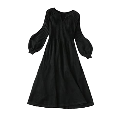Robe pull en tricot haut de gamme col en V robe élégante noire L
