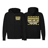t-shirteria felpa cerniera zip cappuccio personalizzabile lato cuore e retro nome scritta immagine logo azienda associazione sport