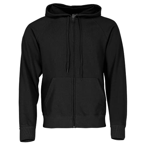 Fruit of the Loom Men's Lightweight Hooded Sweat Jacket Hoodie, Black (Black 36), X-Large