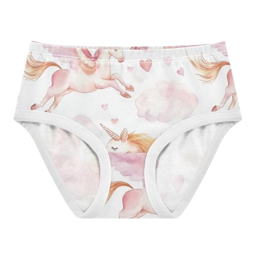 Wusikd Flying Unicorn Girls' Underwear Cotton Clouds Hearts Girls Briefs Soft Toddler Underwear 2T