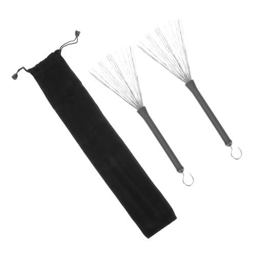 Toddmomy 1 Set Percussion Brush Jazz Drum Key Wire Snare Drum Stick Brush with Bag Percussion for Drums Instrument Accessories Drum Brush for Drums Metal Drum Brush Black Stainless Steel