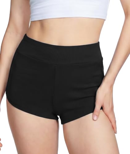 Image of LazyCozy Bamboo Viscose Sleep Shorts for Women, Soft Dolphin Lounge Shorts | Comfy Y2K Micro Mini Pajama Shorts, Lightweight Booty Shorts, Summer Pj Shorts, Knit Workout Shorts