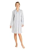 hajo Damen Nachthemd Sleepshirt Klima-Komfort, Länge 100 cm, Gestreift (Elfenbein 202), 44/46