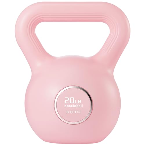 KHTO Kettlebells Fitness Exercise-Pink Strength Training Kettlebell Sets,Dumbbell Weights for Home Gym Equipment(20LB)