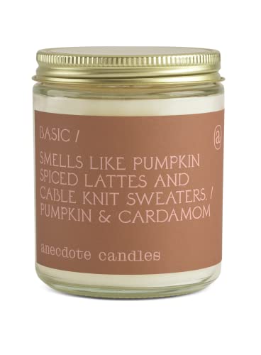 Anecdote Candles ‘Basic' Coconut Soy Wax Candle Jar | Premium Hand Poured & Long Burning | Pumpkin & Cardamom Scent | Phthalate-Free | for Home, Office, Gift - 7.8 Oz