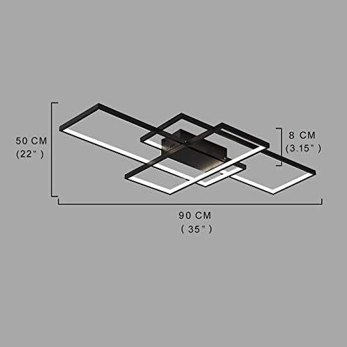 Leniure Black Modern Square LED Light Ceiling Lamp Chandelier Lighting Fixture 35" Wide 22" Deep 3" High, Warm White 3000K