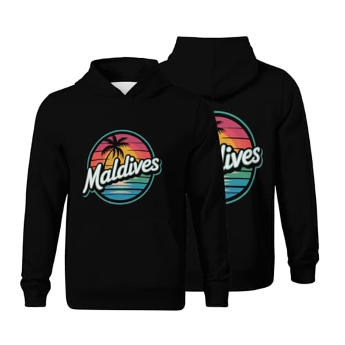Kids Summer Beach Holiday - Maldives Boys Girls Lightweight Kangaroo Pocket Fleece Hoodies