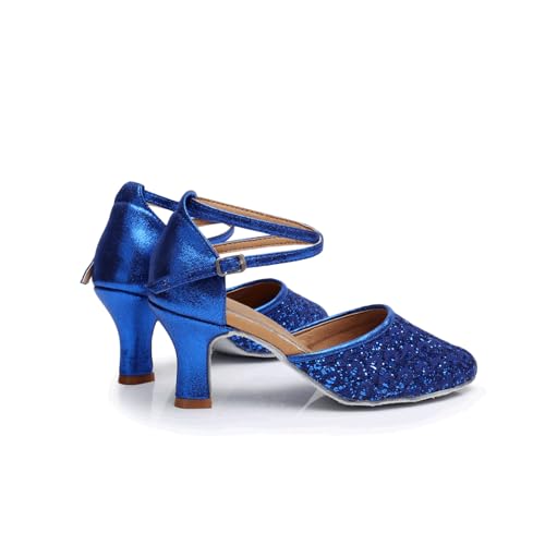 Chaussures de danse latine pour femmes à bout fermé et talons aiguilles étincelants - 6