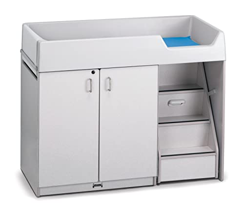 Jonti-Craft Rainbow Accents Diaper Changer with Stairs - Right - Gray