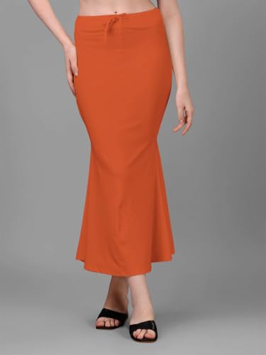 Image of Women's Saree Shapewear Petticoat, Cotton Blend Stretchable Mermaid Skirt, High Waist Tummy Control, Smooth Curve Fit with Adjustable Drawstring