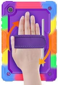 Miniatura 2 de SEYMAC stock Funda a prueba de golpes con correa de mano de 360 para Samsung Galaxy Tab A8 10.5 pulgadas, púrpura+colorido