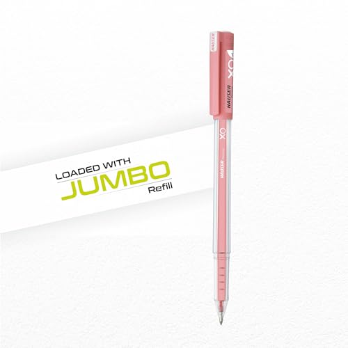 Image of Hauser Xo Jumbo Gel Pen | Loaded With Jumbo Refill | Low-Viscosity Ink System | Quick Dry Ink | Transparent Body Type | Smooth, Sturdy & Refillable Pen | Red, Set Of 10 Pens