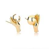 Oyalma Hand Holding Ball Stud Earrings For Women Geometric Earrings Jewelry Accessories For Baseball