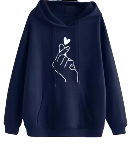 drijha Trendy Korean Style Finger Heart Hoodie for Women Teens Oversized Pullover Sweatshirt with Cute Love Print Soft Cotton Monsoon Tour Hoodie for Girls-picture-20