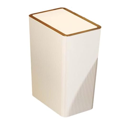 kowaku Cubo de basura con tapas, cesto de basura de cocina, cubo de basura estrecho, cubo de basura nórdico para garaje, 15L Blanco