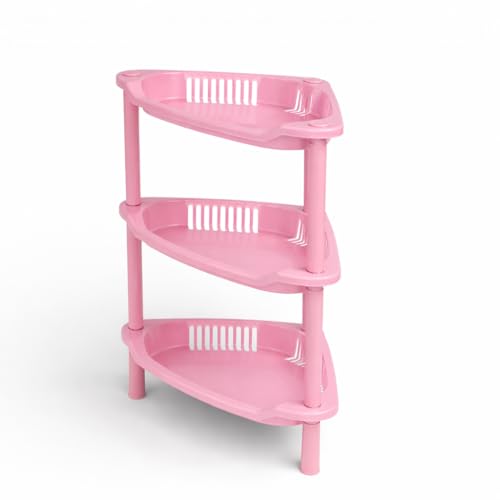 Pincho Estante Auxiliar Verdulero Cocina, Mueble Auxiliar De Cocina, Estanteria con 3 Niveles Plegable, Carro Almacenaje Azul - 3 Bandejas (Rosa)
