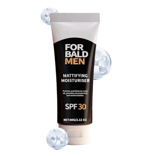 Idratante per Testa Calva per Uomini,60g SPF 30 Opacizzante Idratante - per il Cuoio Capelluto con Protezione Solare ad Effetto Opaco - per Uomo Dopo la Rasatura Uso Quotidiano per Pelli