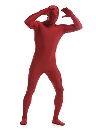 Men's Well Fit Elastic Unitard Full Body Tights Suit Costumes Spandex Zentai Bodysuit (XXL, Burgundy)