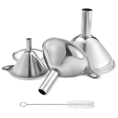 Comparison: Best Funnels For Kitchen 6 Metal Stainless Steel Funnel, Large Medium Small Funnel Set of 3, Food Grade Mini Kitchen Funnels for Transferring Essential Oils, Liquid, Fluid, Small Funnels for Filling Bottles Flask Cooking
