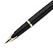 Waterman Carène Black Sea Fountain Pen High-Gloss Black & 23k Gold Clip Medium Nib with Blue Ink Cartridge Gift Box
