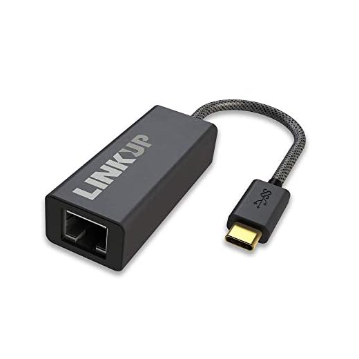 LINKUP - USB-C to Ethernet Adapter Compatible with Apple Macbook Pro 2018 | USBC to RJ45 Hub Cable Converter | 10/100/1000BaseT LAN Network Dongle | REALTEK 8153 Chipset - Black