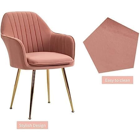 Image of Pink Velvet Chair for Home | Modern Accent Armchair in Soft Velvet Fabric with Golden Legs | Set of 2 Premium Accent Chair for Living Room Bedroom Restaurent | Pink, 2 pc (Pink)