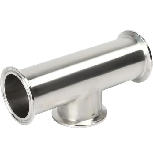Image of QiiMii Tri Clamp 2 inch instrument Tee Tri Clover Tee Fittings 3 Way Stainless Steel SS304,51mm Pipe OD(2 Inch),Used In Pharmacy
