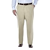 Haggar mens Big-tall Premium No Iron Khaki Classic-fit Expandable-waist Flat-front Pants, Khaki, 46W x 29L US