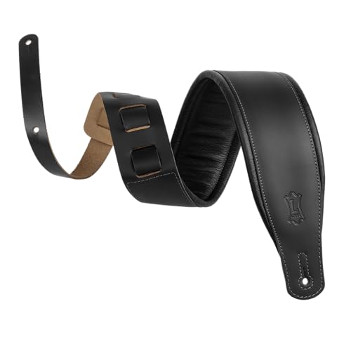Levy's Amped Leather Series Extra-long Guitar Strap - Black