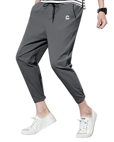 Image of EYEBOGLER Men's Solid Brand Logo Track Pants Charcoal Grey