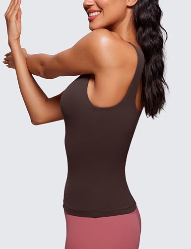 Image of CRZ YOGA Butterluxe Scoop Neck Tank Tops | Light Support, Built in Bra, Removable Pads, Yoga, Extremely Soft, U Back, Wide Straps, for Women