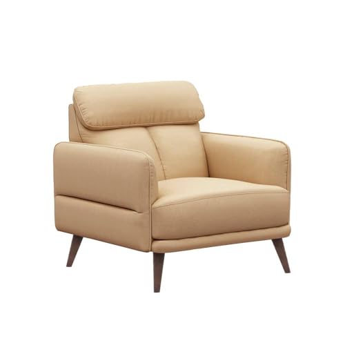 Image of Wakefit 1 Seater Sofa | 5 Year Warranty | Ivory Leatherette, Neem Wood, Standard Size, Living Room