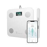 TECHMADE - Bilancia Impedenziometrica Intelligente | 8 Sensori di Precisione | Analisi Corporea e Muscolare | App Dedicata e Multiutente | Elettrodi su Superficie e Manubri, Bianco, Vetro Temperato